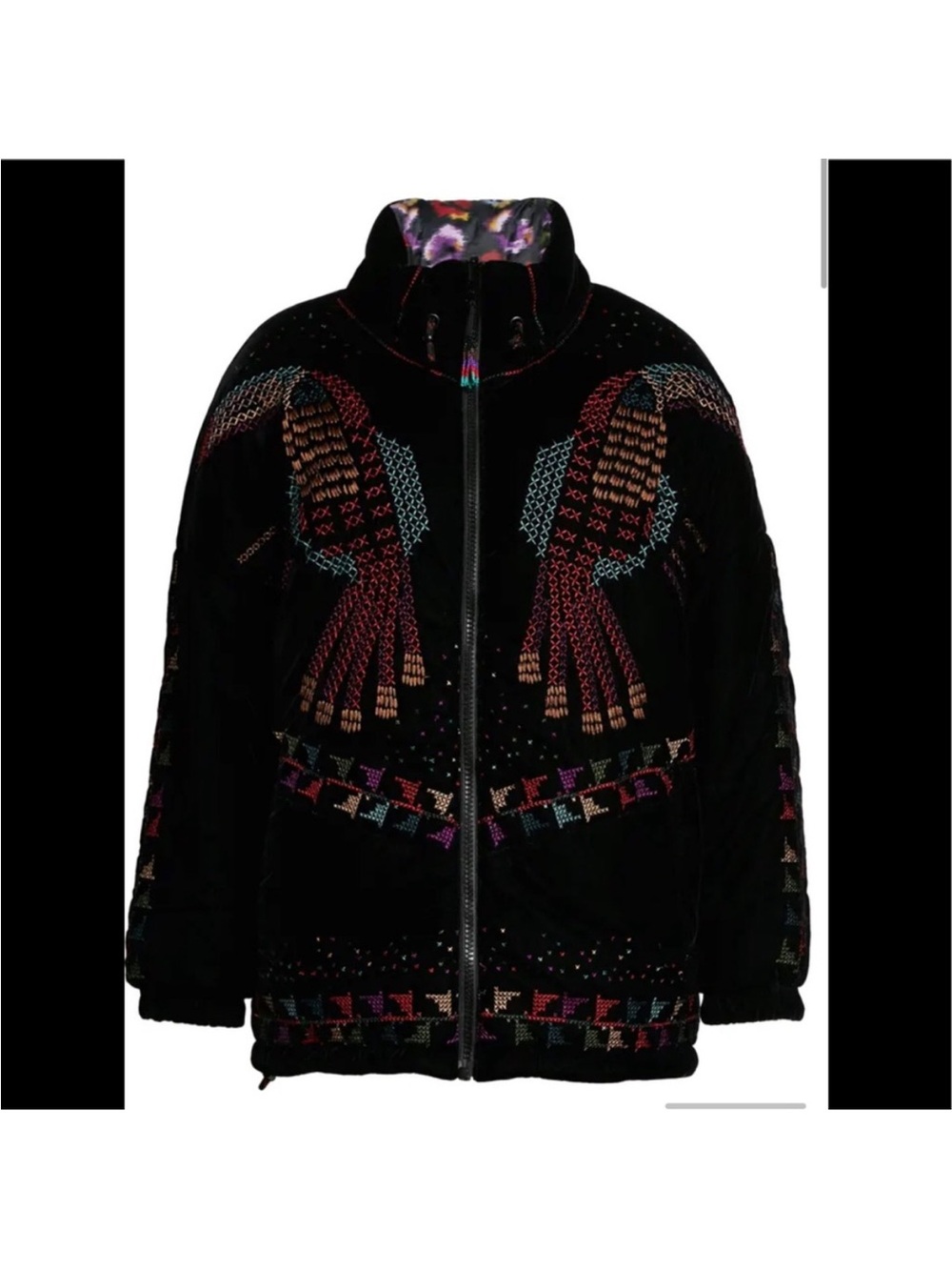 Farm Rio Reversible Embroidered Puffer Jacket